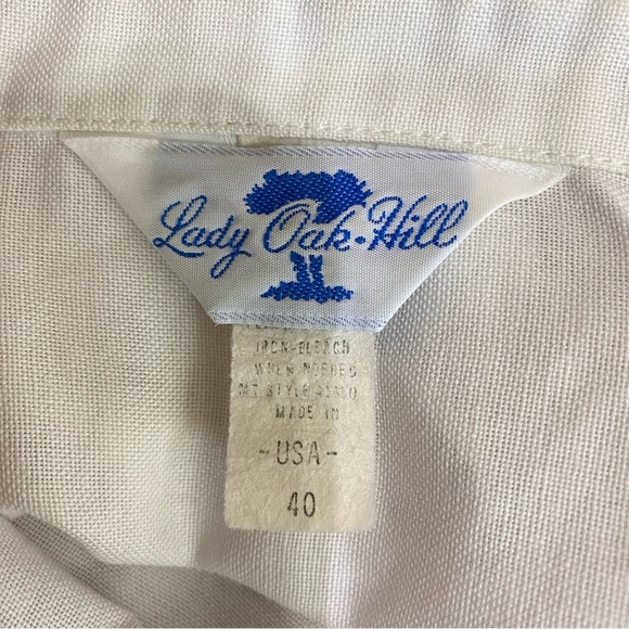 Lady Oak Hill Women’s Vintage Pleated Shoulder Button Down Long Sleeve Blouse - Picture 7 of 9